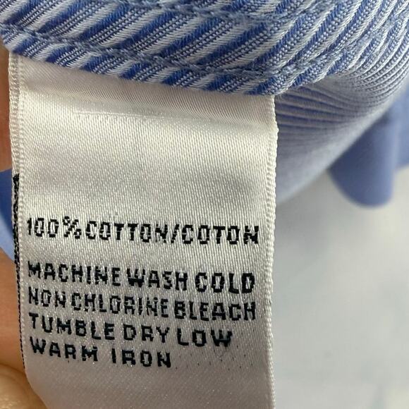 Talbots Woman Dress Shirt 16W Blue Striped Cotton Button Up Plus Size Classic - Picture 4 of 6